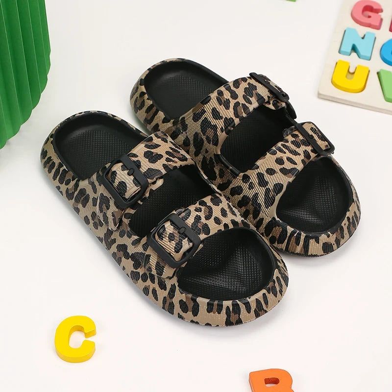 Leopard Print Platform Cloud Sandals