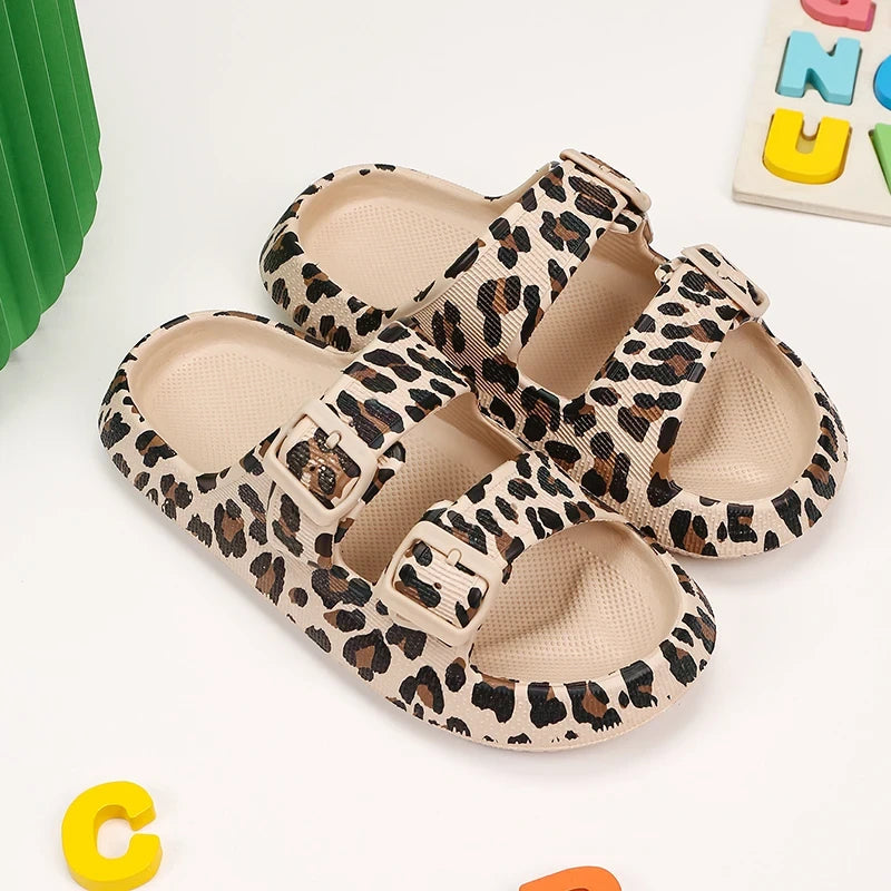 Leopard Print Platform Cloud Sandals