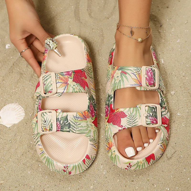 Leopard Print Platform Cloud Sandals