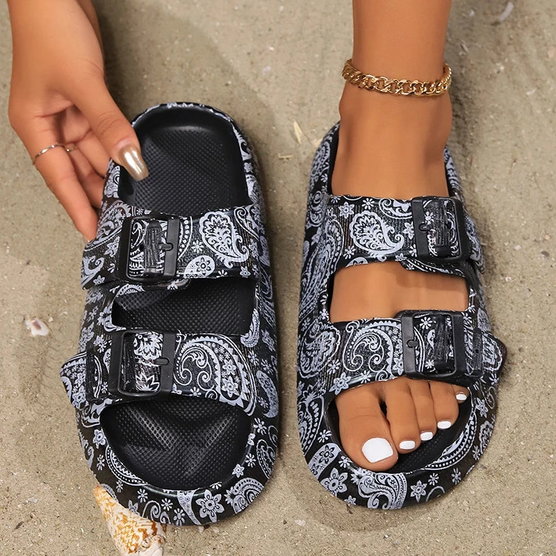 Leopard Print Platform Cloud Sandals