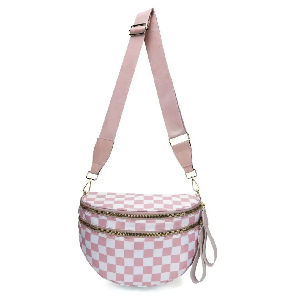 Checkered Nylon Crossbody Bag