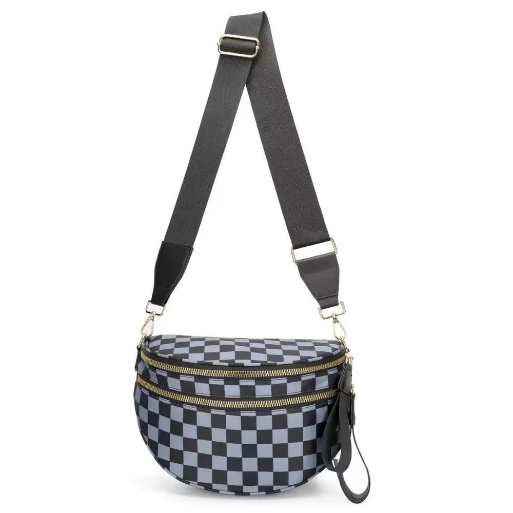 Checkered Nylon Crossbody Bag