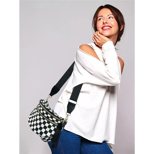 Checkered Nylon Crossbody Bag