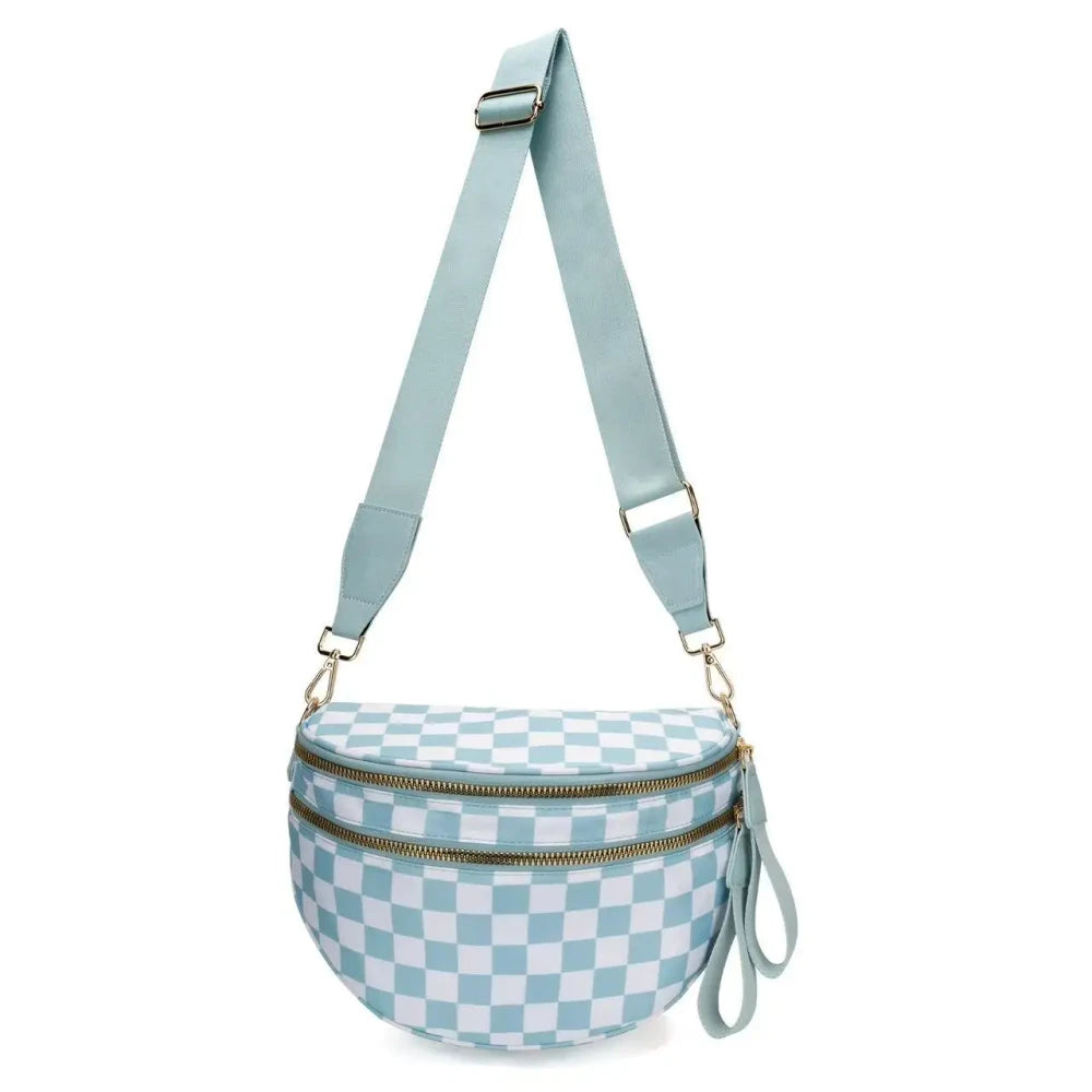 Checkered Nylon Crossbody Bag