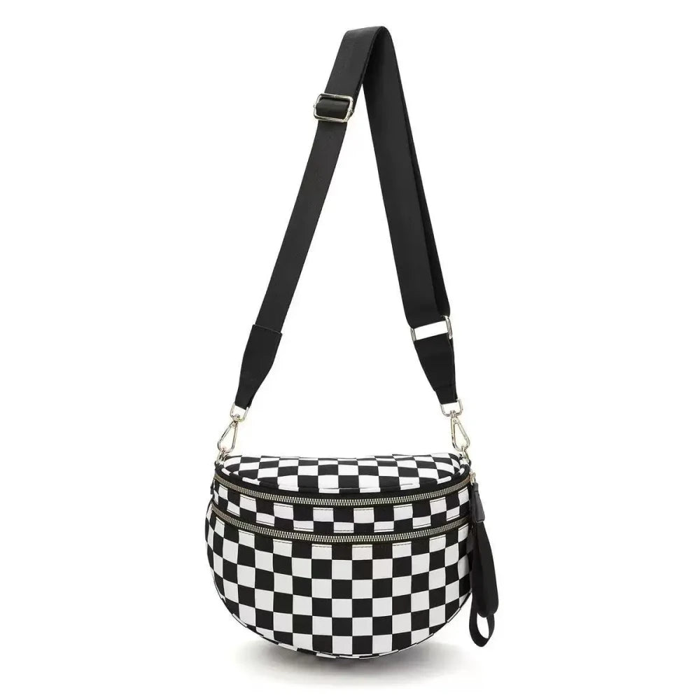 Checkered Nylon Crossbody Bag