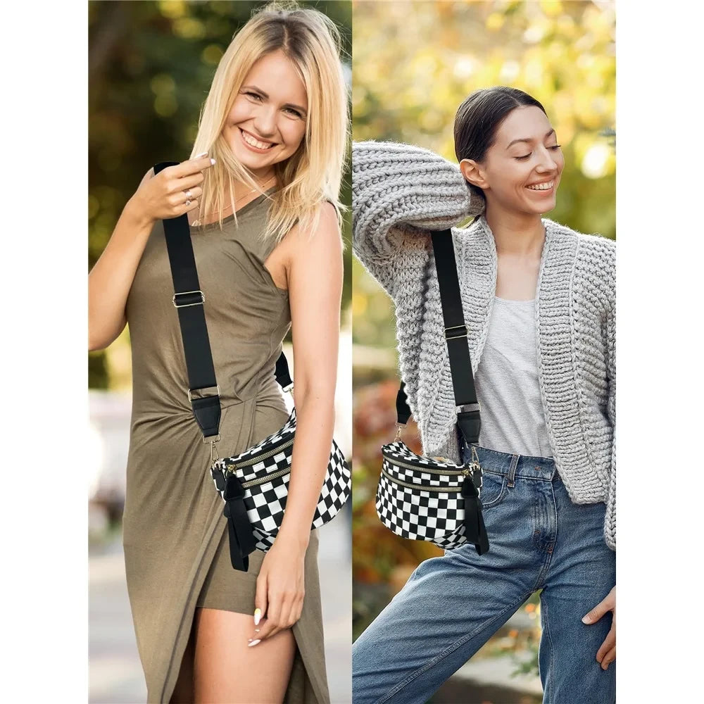 Checkered Nylon Crossbody Bag
